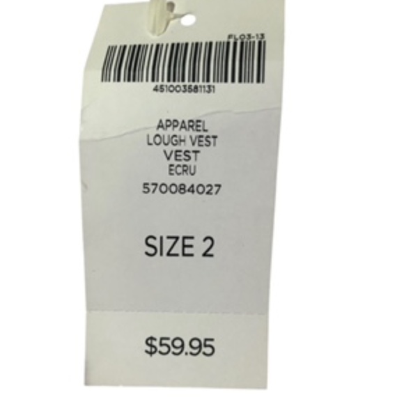 NWT Weekends by Chico's Full Front Zip Side Seam Pockets Ecru Vest Size 2 - Picture 8 of 8